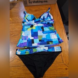 2bamboo Blue and Green Abstract Swim Set